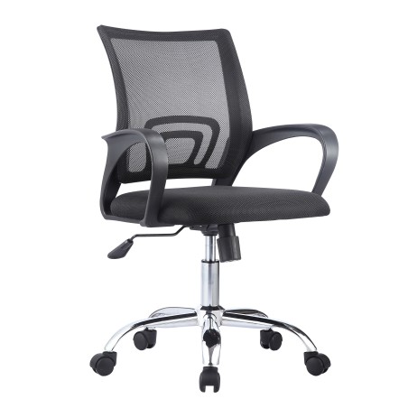 Sillón de oficina FISS NEW (M), negro, basculante, malla y tejido negro