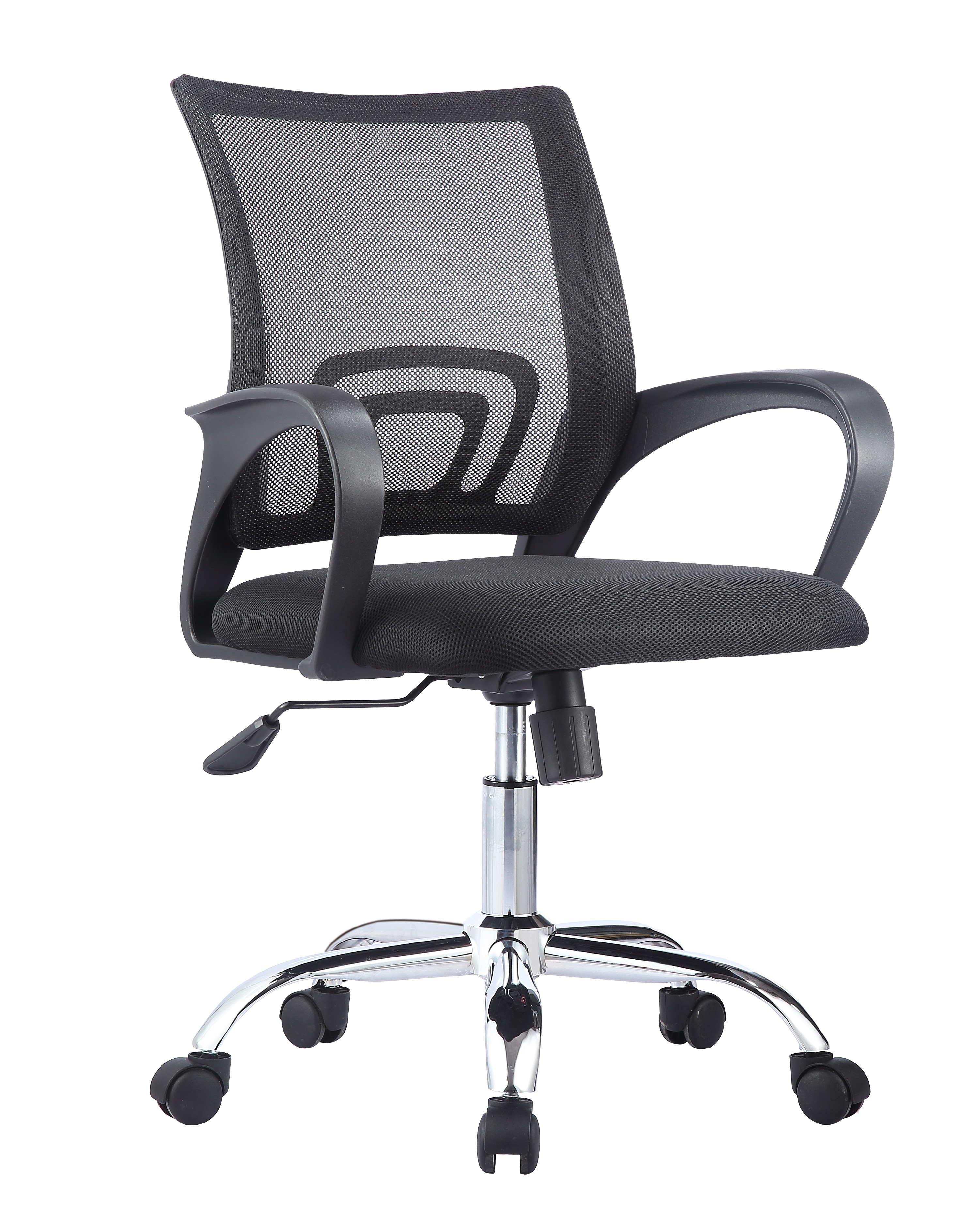 Sillón de oficina FISS NEW (M), negro, basculante, malla y tejido negro