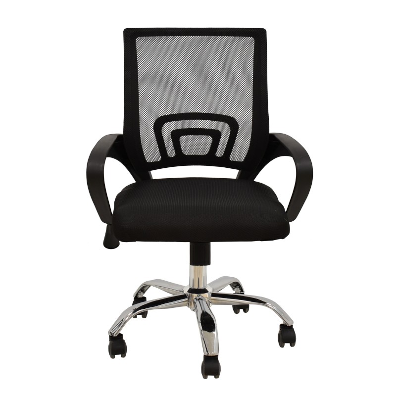 Sillón de oficina FISS NEW (M), negro, basculante, malla y tejido negro-1