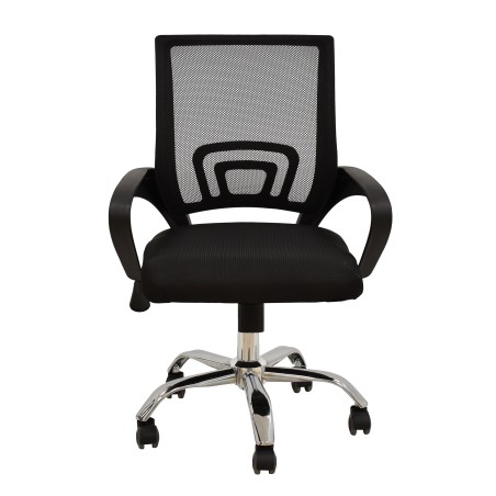 Sillón de oficina FISS NEW (M), negro, basculante, malla y tejido negro-1