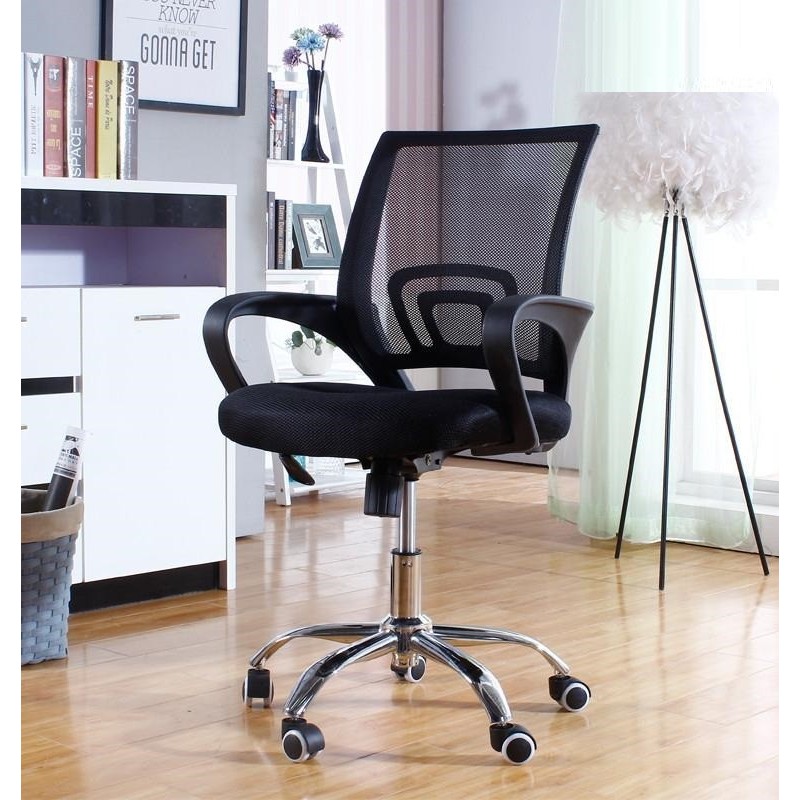 Sillón de oficina FISS NEW (M), negro, basculante, malla y tejido negro-2