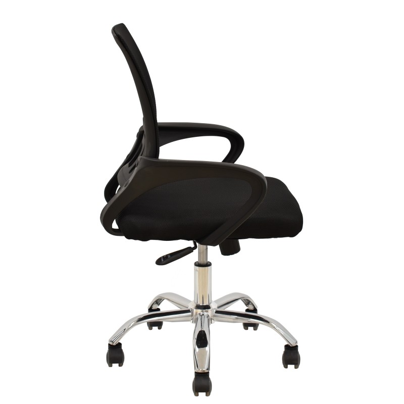 Sillón de oficina FISS NEW (M), negro, basculante, malla y tejido negro-3