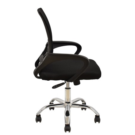 Sillón de oficina FISS NEW (M), negro, basculante, malla y tejido negro-3