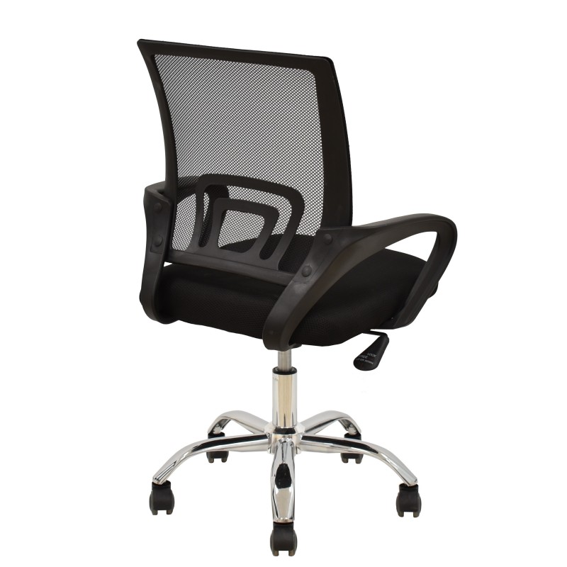 Sillón de oficina FISS NEW (M), negro, basculante, malla y tejido negro-4