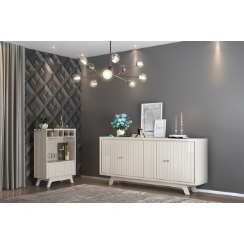 Vitrina BREST, cristal, blanco roto 2