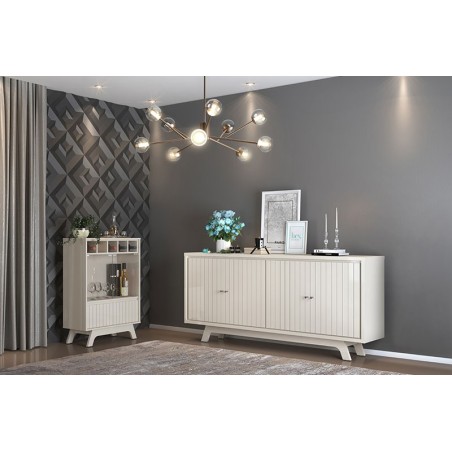 Vitrina BREST, cristal, blanco roto-0