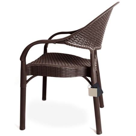 Sillón TORREMOLINOS, apilable, patas metálicas, polipropileno marrón chocolate-1