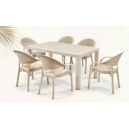 Sillón TORREMOLINOS, apilable, patas metálicas, polipropileno capuccino-1