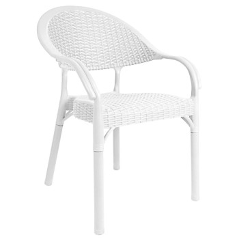 Sillón TORREMOLINOS, apilable, patas metálicas, polipropileno blanco