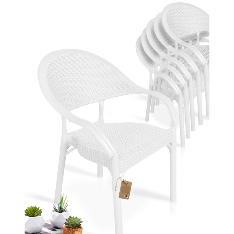 Sillón TORREMOLINOS, apilable, patas metálicas, polipropileno blanco-2