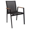 Sillón ROSAURO, apilable, aluminio, textilene negro