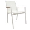 Sillón ROSAURO, apilable, aluminio, textilene blanco