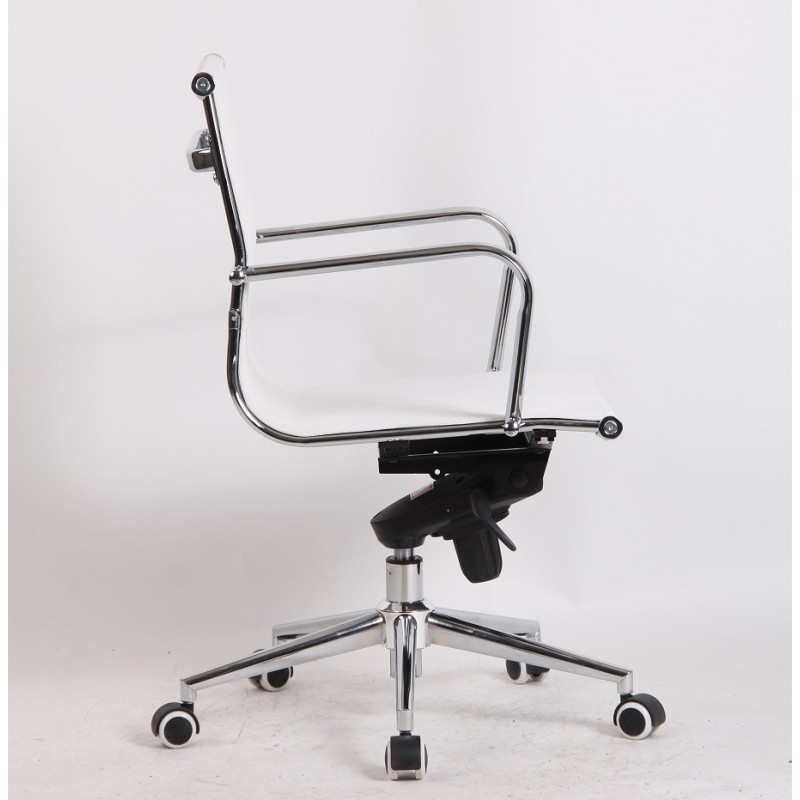 Sillón de oficina MAX NEW, giratorio, malla blanca-1