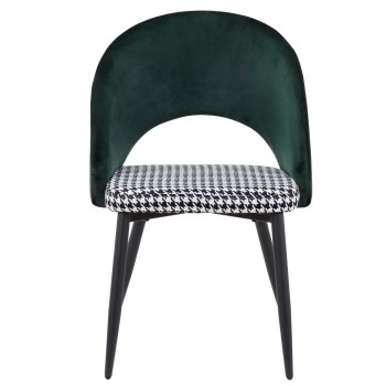 Silla CLEO, metal, tapizado verde con pata de gallo 2