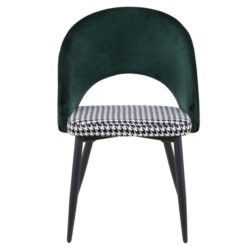 Silla CLEO, metal, tapizado verde con pata de gallo-0