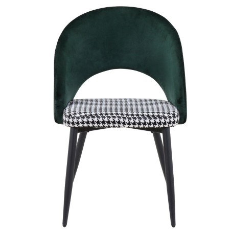 Silla CLEO, metal, tapizado verde con pata de gallo-0