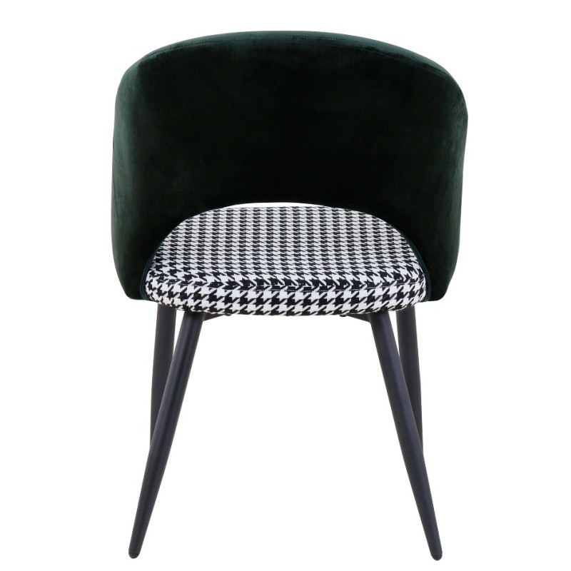 Silla CLEO, metal, tapizado verde con pata de gallo-1
