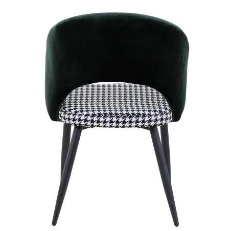 Silla CLEO, metal, tapizado verde con pata de gallo-1