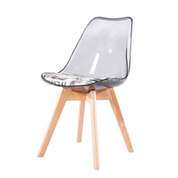 Silla TORRE 4P, madera, transparente, cojín estampado moderno