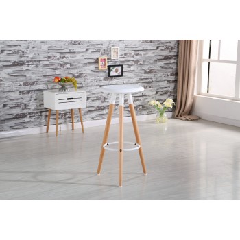 Taburete OTILIO NEW, madera, polipropileno blanco 2