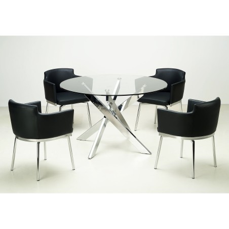 Mesa CHANTAL 100, cromada, cristal, 100 cms diámetro-0