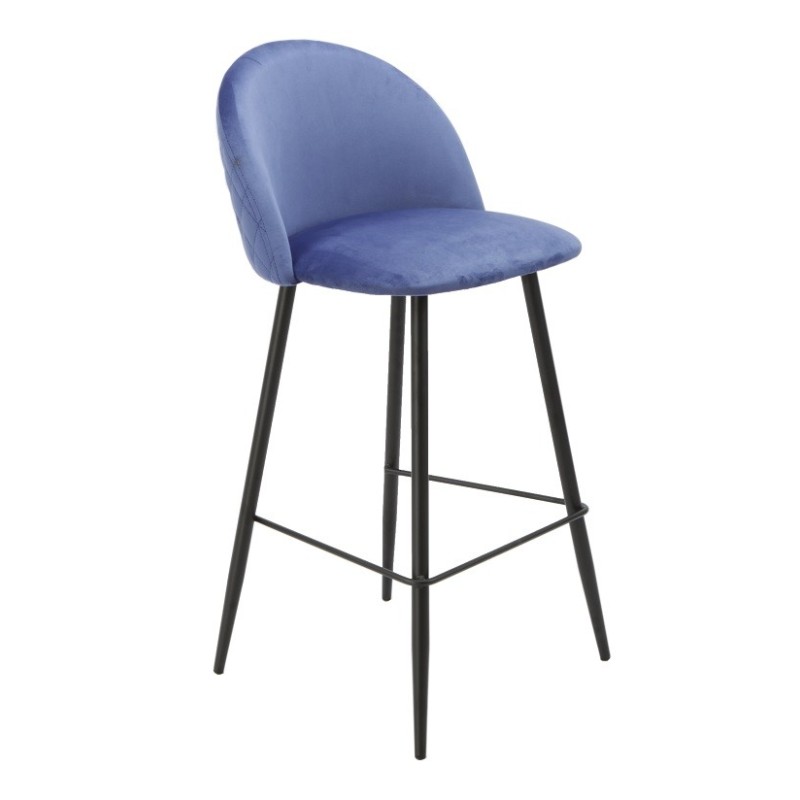 Taburete MAGDA, metal, tapizado velvet azul-0