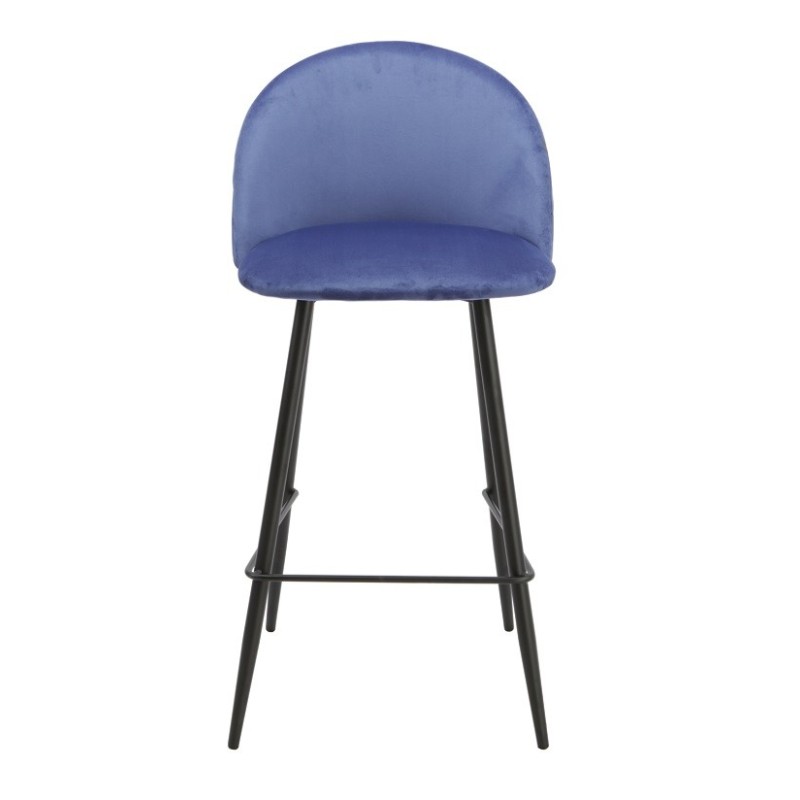 Taburete MAGDA, metal, tapizado velvet azul-3