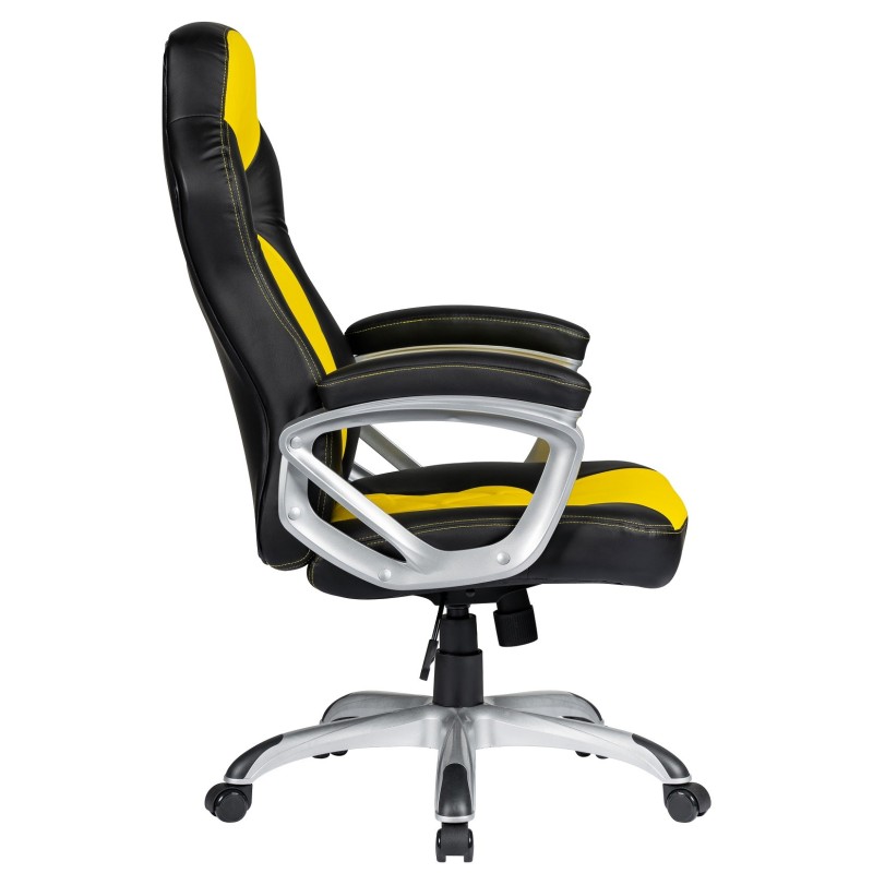 Sillón de oficina PORTIMAO, racing, similpiel amarilla y negra-0