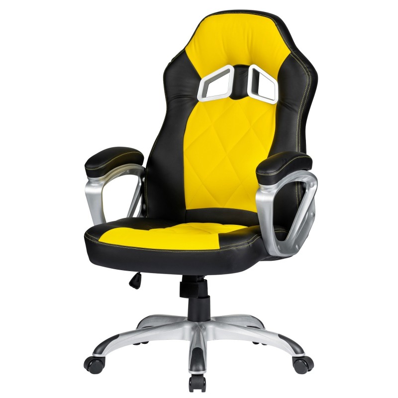 Sillón de oficina PORTIMAO, racing, similpiel amarilla y negra-1