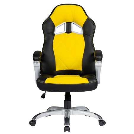 Sillón de oficina PORTIMAO, racing, similpiel amarilla y negra-2
