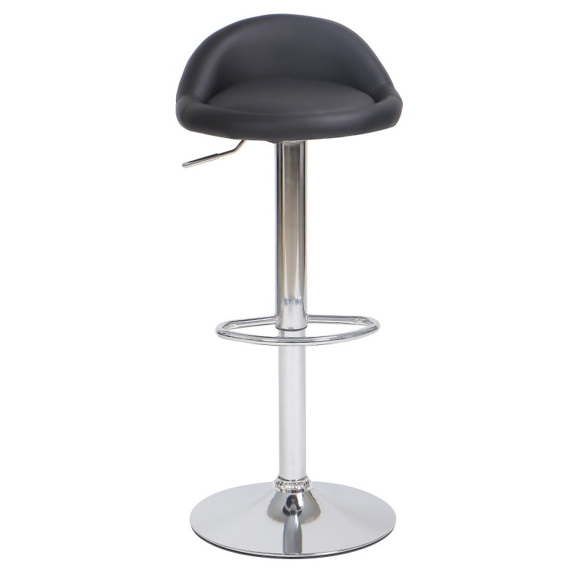 Taburete ALIVERI, cromado, similpiel negra-0