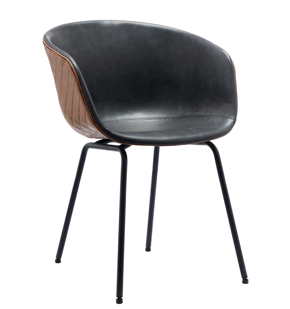 Sillón MISSOURI, metal, similpiel cuero marrón y negro
