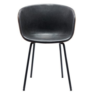 Sillón MISSOURI, metal, similpiel cuero marrón y negro 2