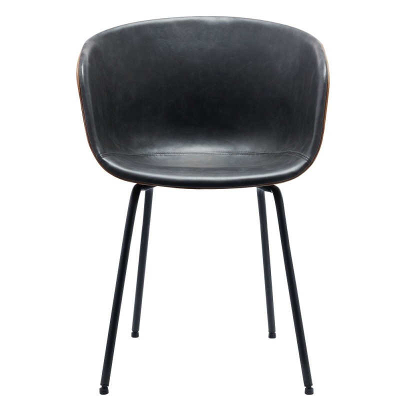 Sillón MISSOURI, metal, similpiel cuero marrón y negro-0