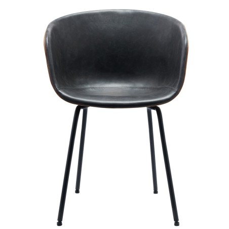 Sillón MISSOURI, metal, similpiel cuero marrón y negro-0