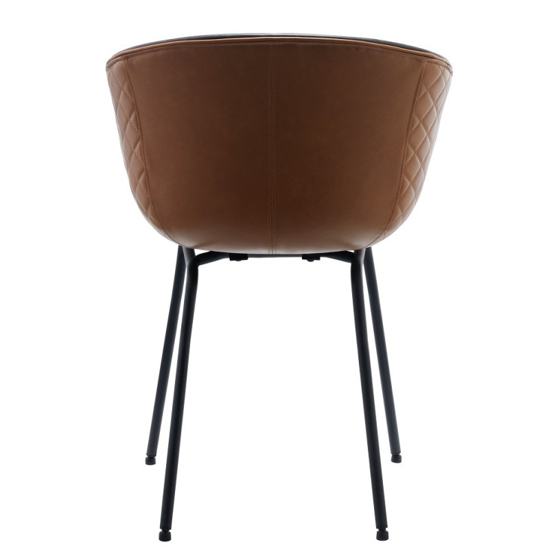 Sillón MISSOURI, metal, similpiel cuero marrón y negro-1