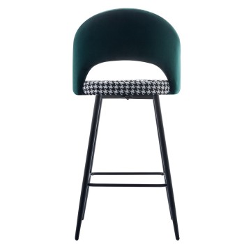 Taburete CLEO, metal, tapizado verde con pata de gallo 2