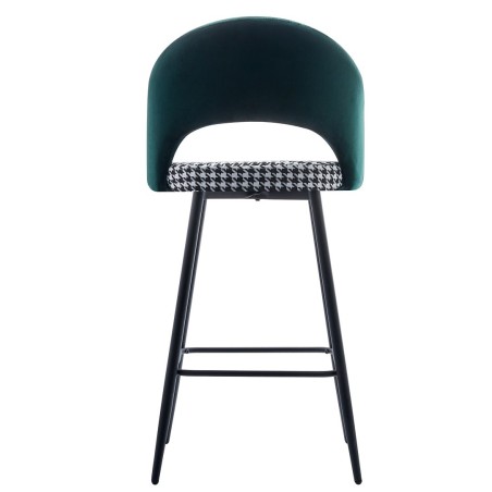 Taburete CLEO, metal, tapizado verde con pata de gallo-0