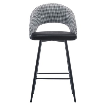 Taburete CLEO, metal, tapizado pata de gallo con negro 2