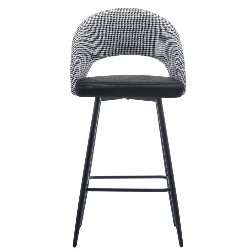 Taburete CLEO, metal, tapizado pata de gallo con negro-0