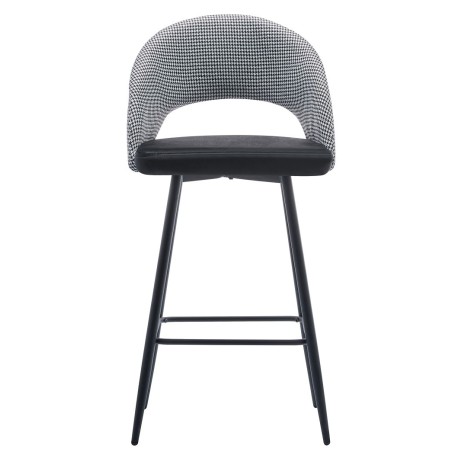 Taburete CLEO, metal, tapizado pata de gallo con negro-0