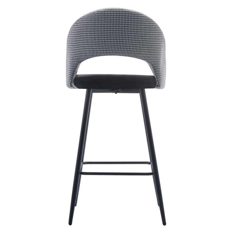 Taburete CLEO, metal, tapizado pata de gallo con negro-1