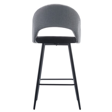 Taburete CLEO, metal, tapizado pata de gallo con negro-1