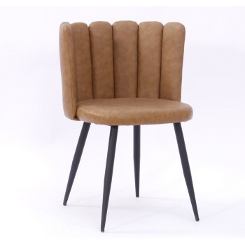 Silla RAMSÉS, metal, tapizado similpiel marrón claro