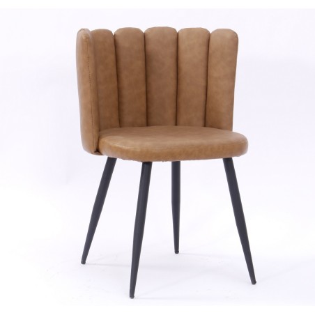Silla RAMSÉS, metal, tapizado similpiel marrón claro