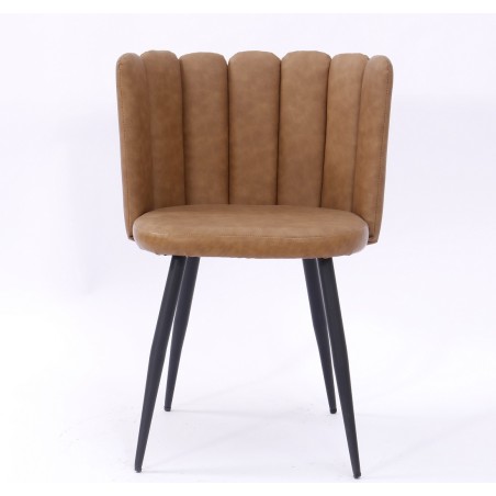 Silla RAMSÉS, metal, tapizado similpiel marrón claro-0