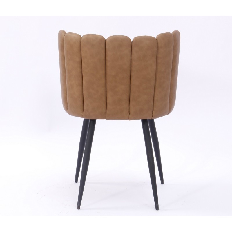 Silla RAMSÉS, metal, tapizado similpiel marrón claro-1