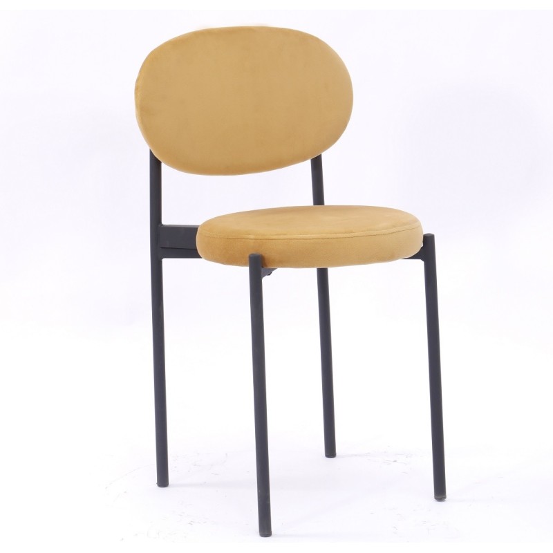 Silla KEOPS, metal, tapizado velvet amarillo