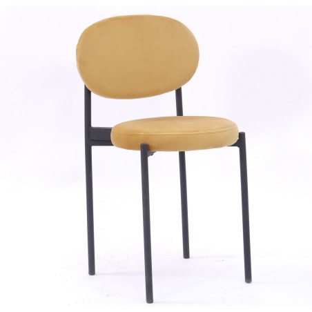 Silla KEOPS, metal, tapizado velvet amarillo