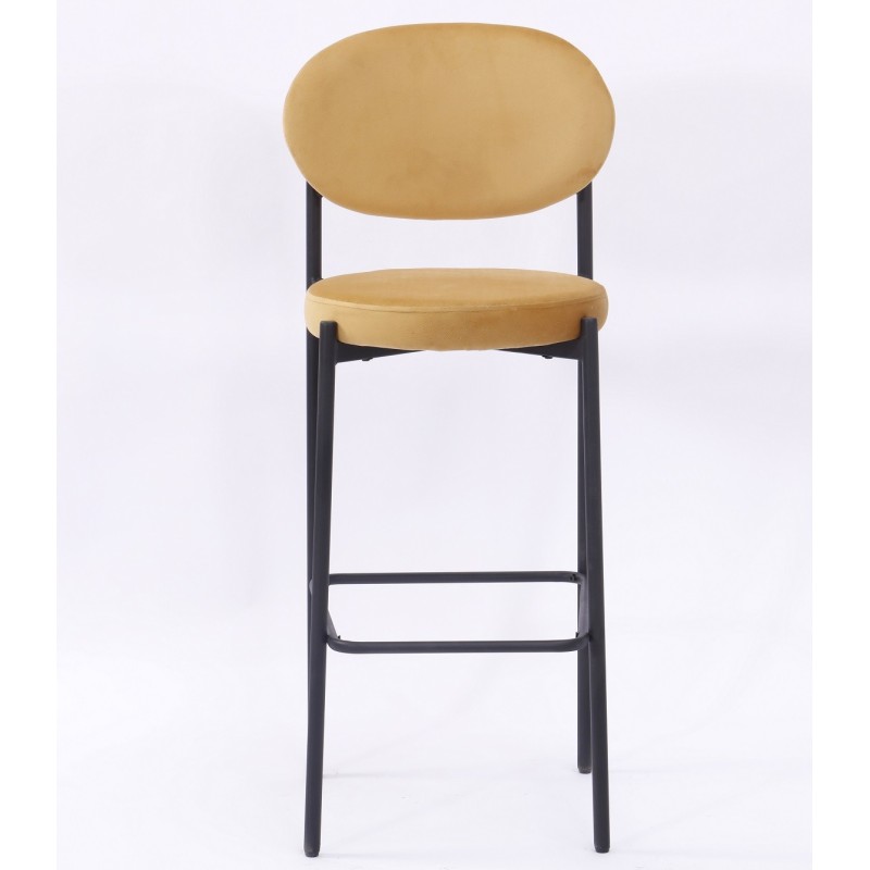 Taburete KEOPS, metal, tapizado velvet amarillo-0